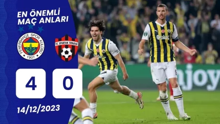 Fenerbahçe 4 – 0 Spartak Trnava geniş özet izle